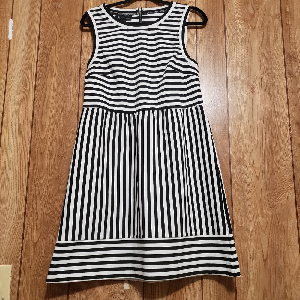 INC International Concepts Black and White Striped Midi Dress